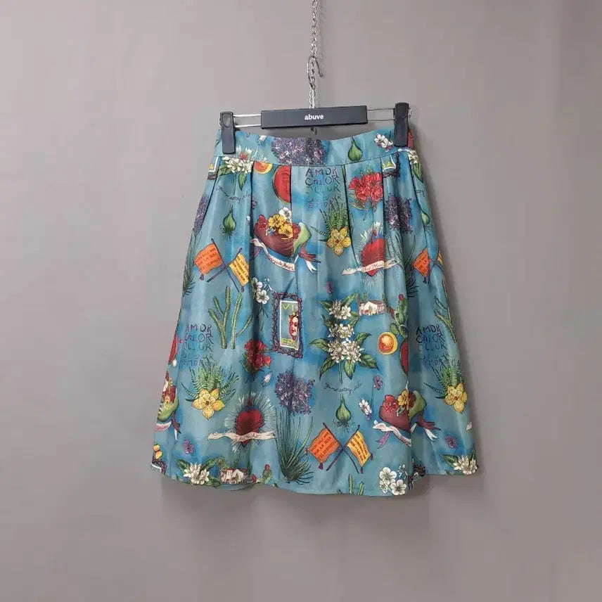 [BUNJANG] Blue Flower Pattern Skirt / 블루 플라워 패턴 스커트