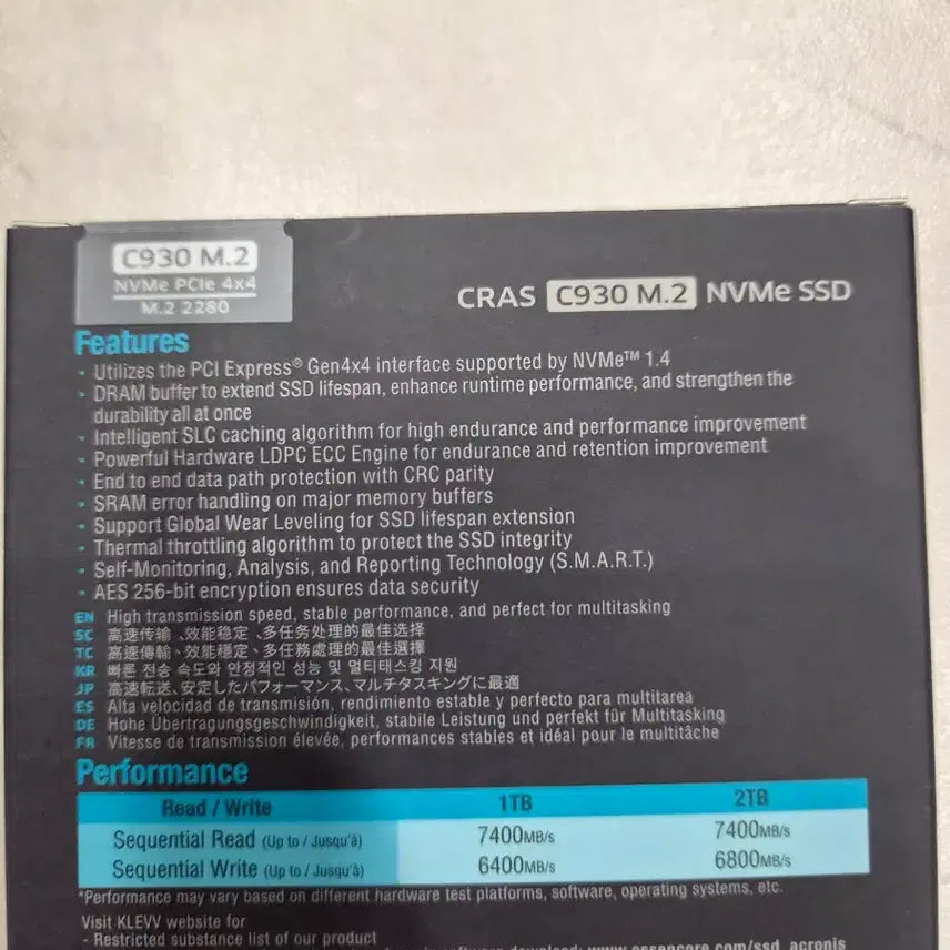 [BUNJANG] KLEVV C930 1TB SSD / [미개봉] 7400MB 1TB SSD KLEVV C930