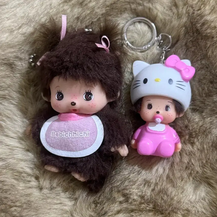 [BUNJANG] Babychichi x Hello Kitty Monchhichi Keychain / 베비치치 몬치치 정품*키티몬치치증정