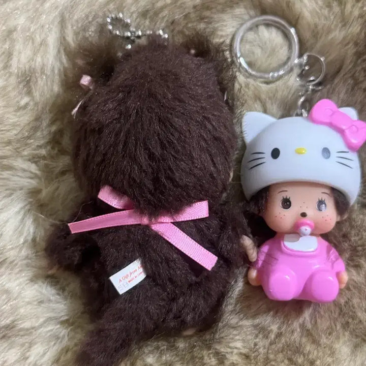 [BUNJANG] Babychichi x Hello Kitty Monchhichi Keychain / 베비치치 몬치치 정품*키티몬치치증정