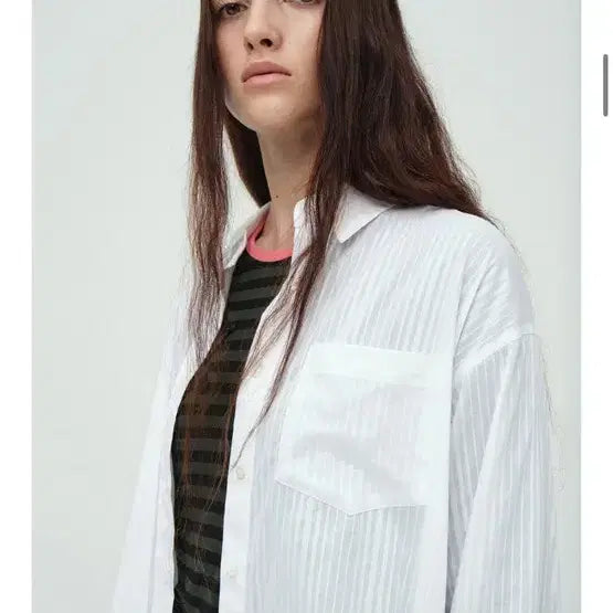 [BUNJANG] Magishwood Cotton Stripe Shirt White / 마지셔우드 코튼 스트라이프 셔츠 화이트
