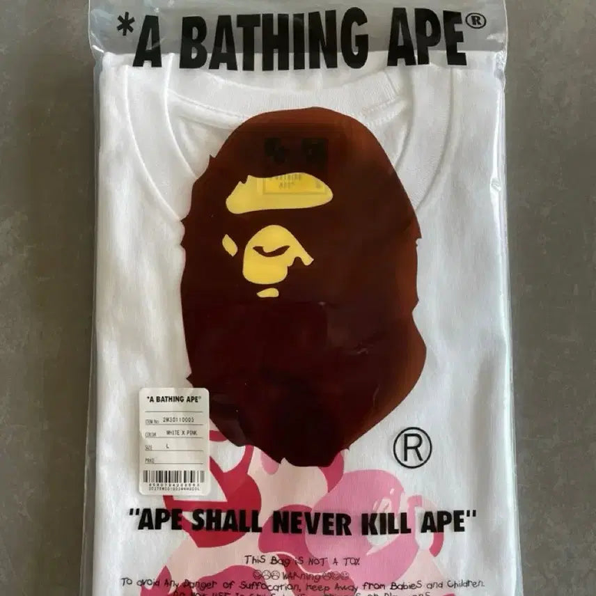 [BUNJANG] BAPE ABC Camo Milo On Big Ape T-Shirt White Pink / 베이프 ABC 카모 마일로 온 빅 에이프 티셔츠 화이트 핑크