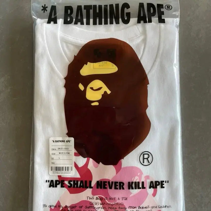 [BUNJANG] BAPE ABC Camo Milo On Big Ape T-Shirt White Pink / 베이프 ABC 카모 마일로 온 빅 에이프 티셔츠 화이트 핑크