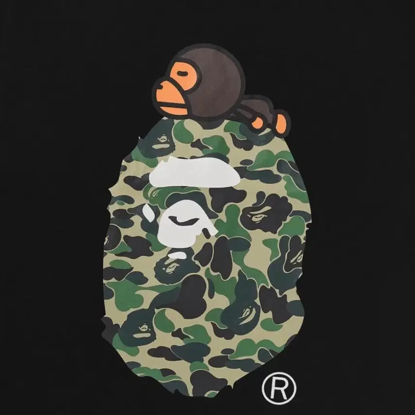 [BUNJANG] BAPE ABC Camo Milo On Big Ape T-Shirt Black Green / 베이프 ABC 카모 마일로 온 빅 에이프 티셔츠 블랙 그린