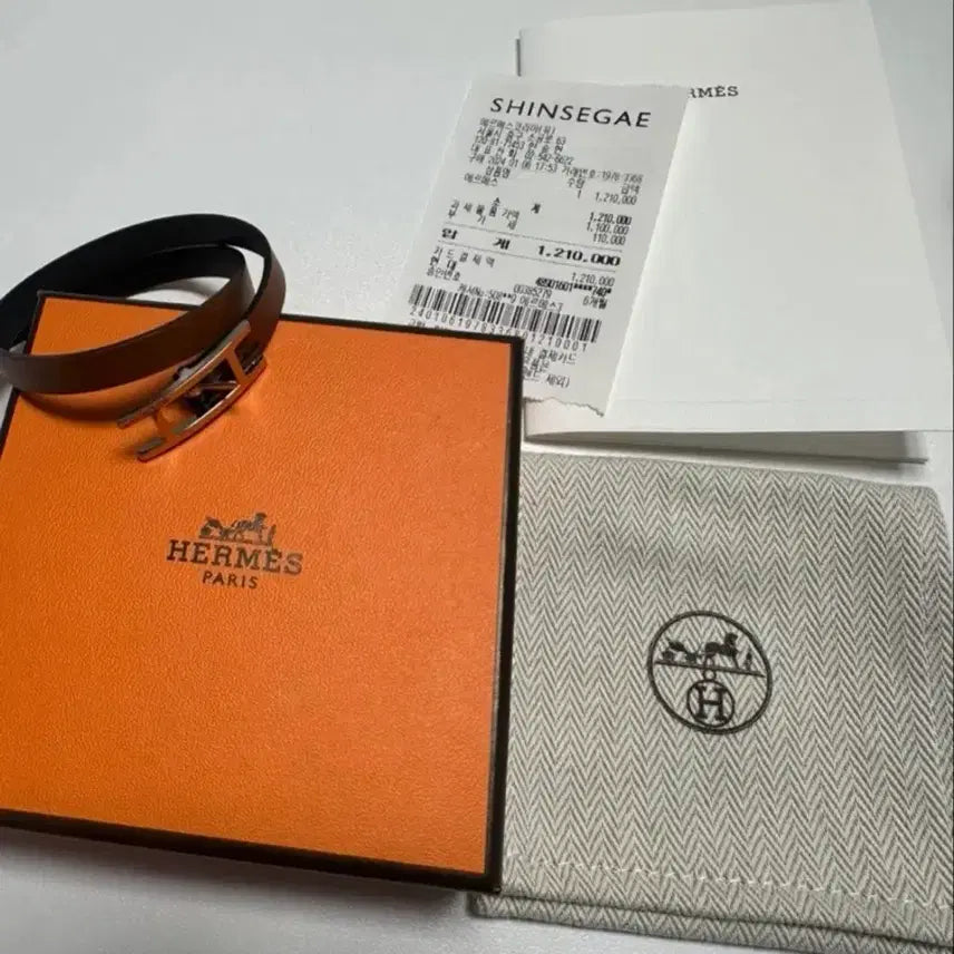 [BUNJANG] Hermès Bihappy Double Tour Bracelet Silver Buckle Leather / 에르메스 비하피 더블 투어 팔찌
