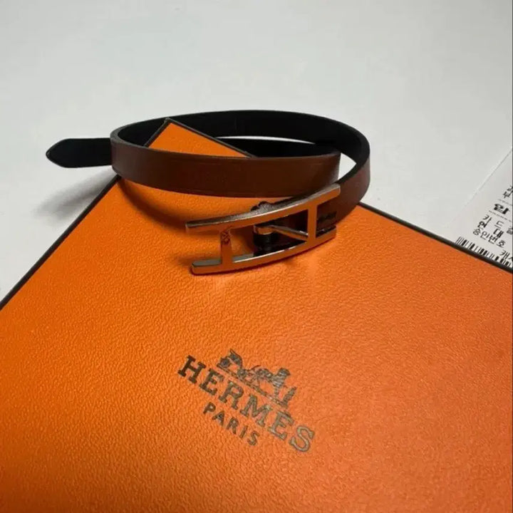 [BUNJANG] Hermès Bihappy Double Tour Bracelet Silver Buckle Leather / 에르메스 비하피 더블 투어 팔찌