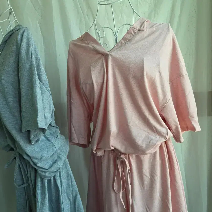 [BUNJANG] Hooded Short Sleeve Top and Shorts Set / 후드반팔 여름 위아래 셋트 투피스 캐쥬얼