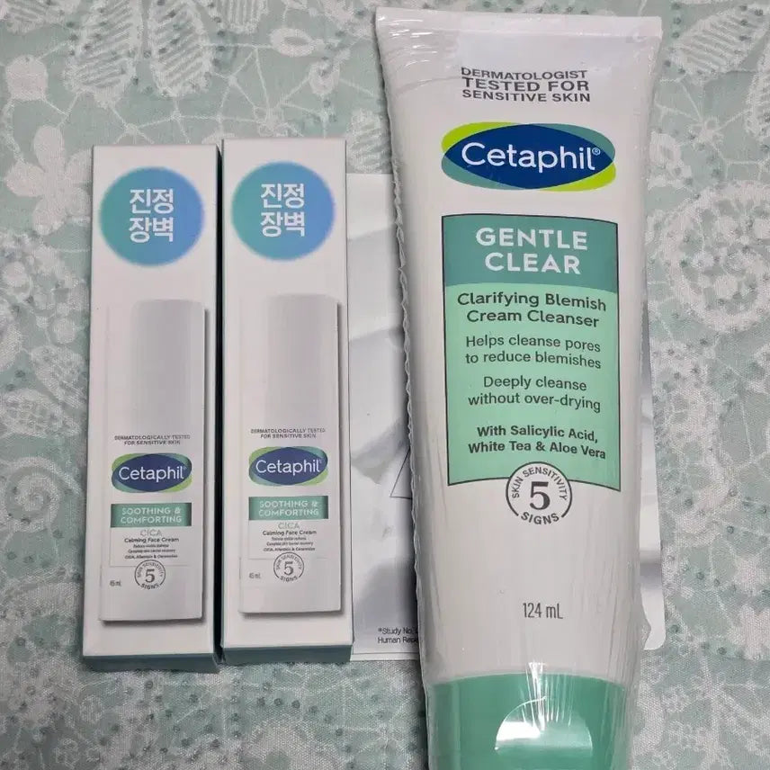 [BUNJANG] Cetaphil Gentle Clear Clarifying Cream Cleanser &amp; Cica-Ceramide Calming Cream Set / [미개봉] 세타필 고요크림 + 클렌저