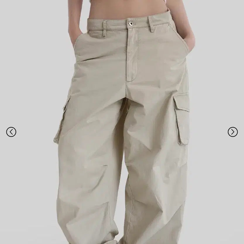 [BUNJANG] Autumn Crinkly Beige Cargo Pants / (새상품)어텀 바스락 베이지 카고바지