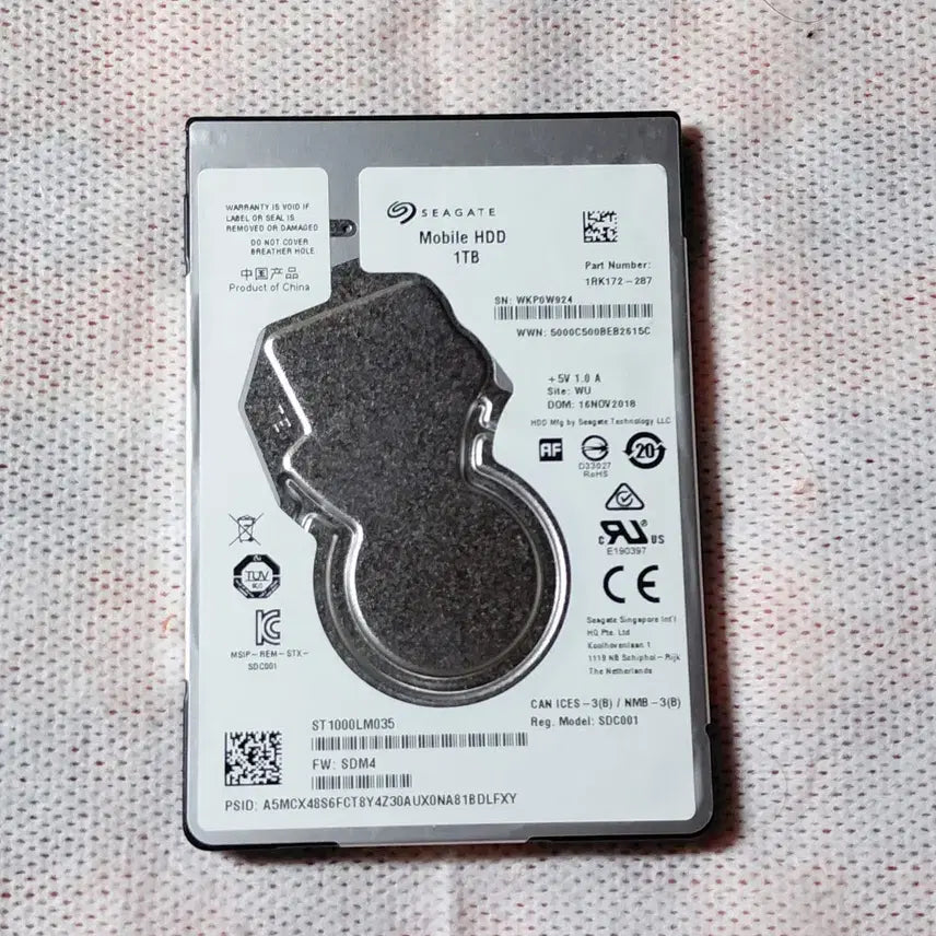 [BUNJANG] Seagate 1TB 2.5" Slim HDD (5400 RPM, 128MB Cache) / 씨게이트 HDD 1TB 노트북하드 슬림 5400/128M 2.5인치
