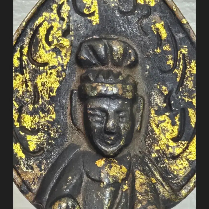 [BUNJANG] Antique Gilt Bronze Buddha Statue with Bronze Halo / 옛날 청불상? 옛날불상 금색테두리  청동광배금동불상