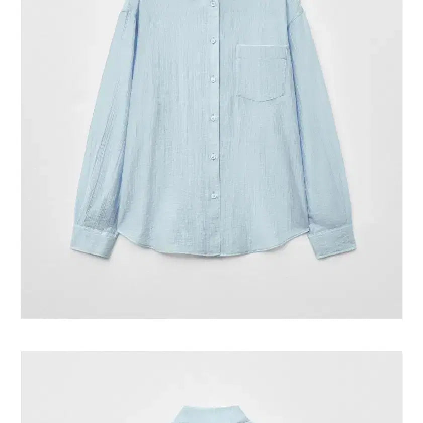 [BUNJANG] Mongdol Tencel See-through Loose Fit Shirt Sky Blue / (새상품)몽돌 텐셀 시스루 루즈핏 셔츠 스카이블루