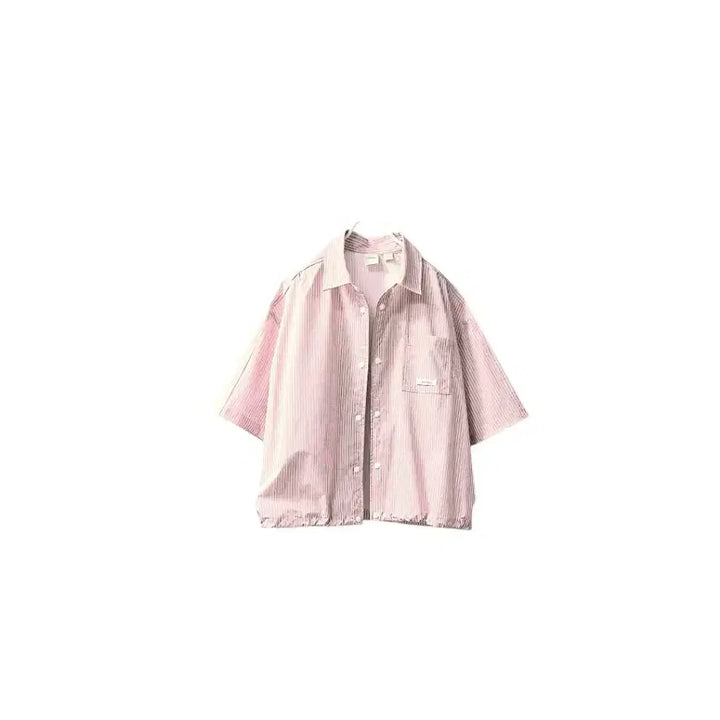 [BUNJANG] Calvin Klein 25SS Woven Short-Sleeve Shirt Jacket Pink White Stripe L / 미사용/  캘빈클라인 25SS 우븐 반팔셔츠 자켓