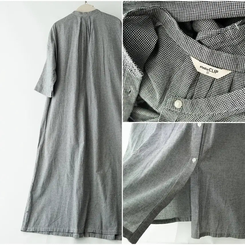 [BUNJANG] Studio CLIP Stand Neck Gingham Check 100% Cotton Dress / 면100% studio CLIP 스탠드넥 잔체크 원피스