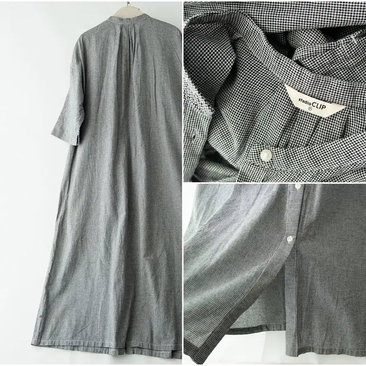 [BUNJANG] Studio CLIP Stand Neck Gingham Check 100% Cotton Dress / 면100% studio CLIP 스탠드넥 잔체크 원피스