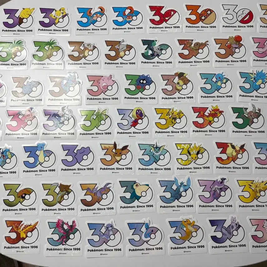 [BUNJANG] Pokemon 30th Anniversary Logo Stickers - Complete Set (Gen 1, 1-151) / 포켓몬스터 30주년 로고스티커 1세대 전종 151