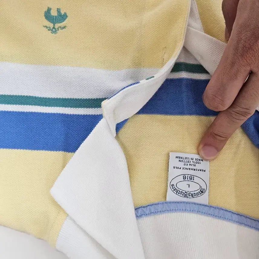 [BUNJANG] Brooks Brothers Stripe Short Sleeve Polo Shirt Slim Fit L / 브룩스브라더스 스트라이프 반팔 카라티 slim fit L