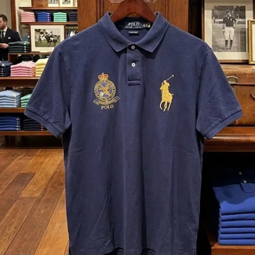 [BUNJANG] Polo Ralph Lauren Gold Big Pony Crest Rugby Shirt / 폴로 골드 빅포니 크레스트 럭비 카라티