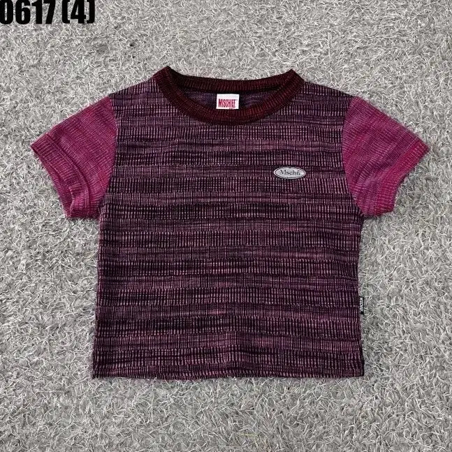 [BUNJANG] Mischief Cropped Short Sleeve Knit Purple Free Size / 미스치프 크롭 반팔 니트 퍼플 F 0617