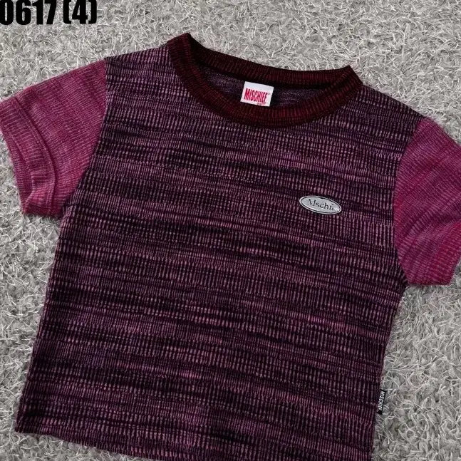 [BUNJANG] Mischief Cropped Short Sleeve Knit Purple Free Size / 미스치프 크롭 반팔 니트 퍼플 F 0617