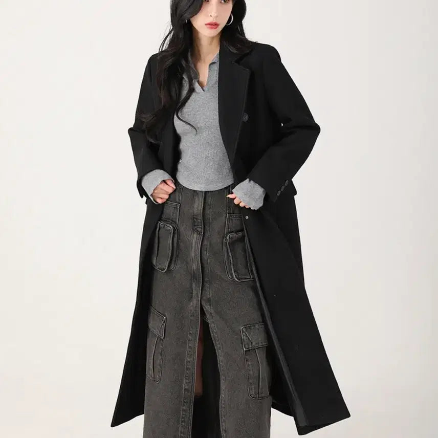 [SOLD OUT] 어반드레스 - Anna Double Long Coat BLACK 롱코트