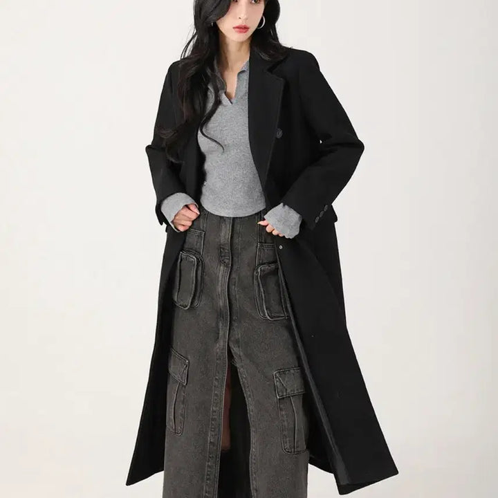 [SOLD OUT] 어반드레스 - Anna Double Long Coat BLACK 롱코트