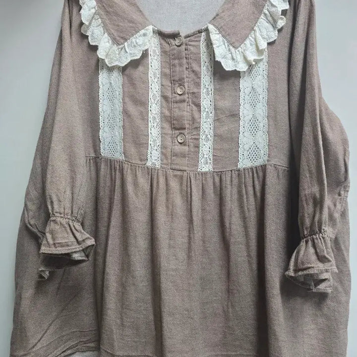 [BUNJANG] ULLALA Lace Trimmed Cotton 7-Sleeve Blouse / ULLALA 레이스배색 면 7부 블라우스