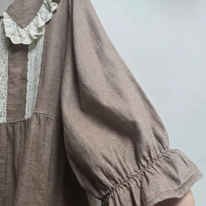 [BUNJANG] ULLALA Lace Trimmed Cotton 7-Sleeve Blouse / ULLALA 레이스배색 면 7부 블라우스