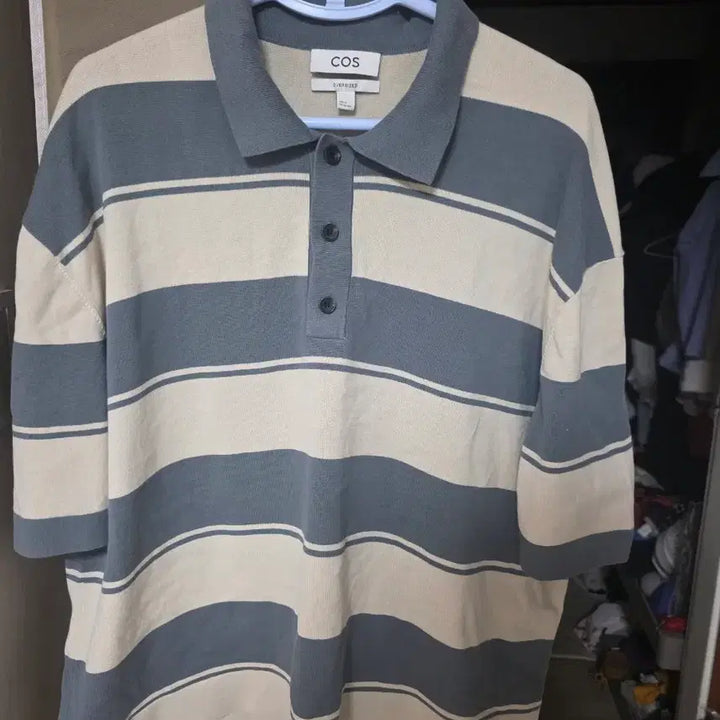 [BUNJANG] COS Striped Oversized Knit Polo Shirt / COS 스트라이프 오버사이즈 니트 폴로셔츠