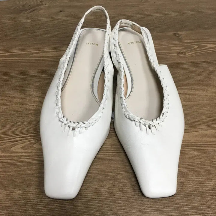 [BUNJANG] SYSTEM Square Toe Slingback Shoes White / 새상품 SYSTEM 시스템 스퀘어토 슬링백 240
