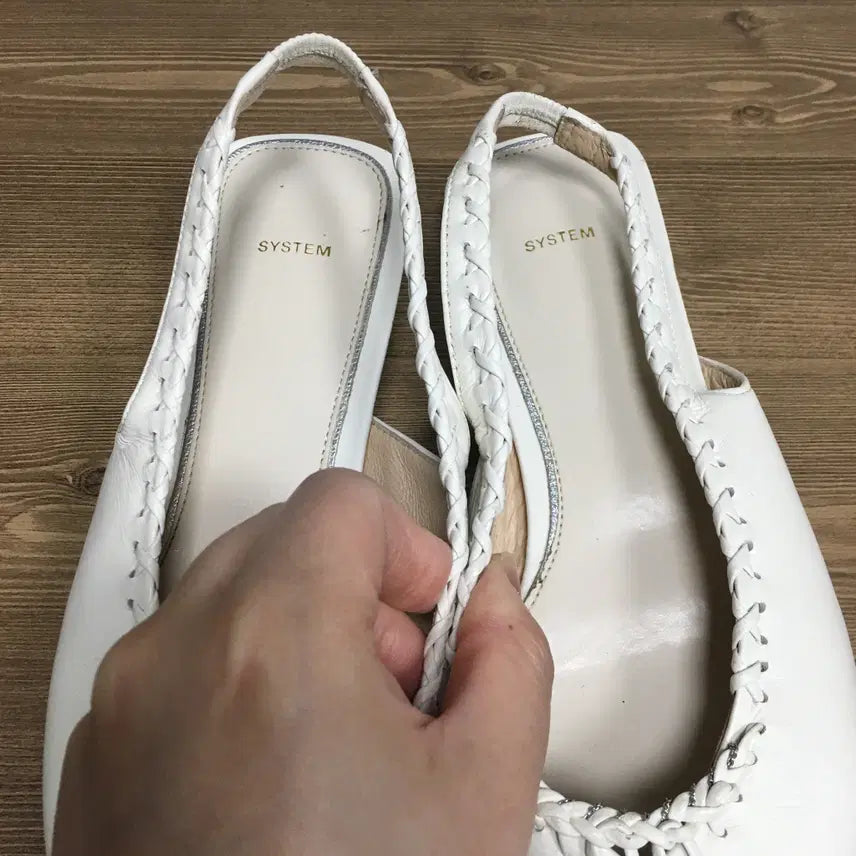 [BUNJANG] SYSTEM Square Toe Slingback Shoes White / 새상품 SYSTEM 시스템 스퀘어토 슬링백 240