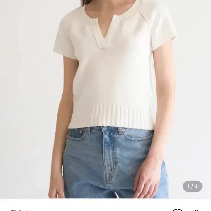 [BUNJANG] Yoo-Jeong Short-Sleeve Knit Blouse / 쟈습 반팔 블라우스 니트 환승연애유정 여름반팔니트