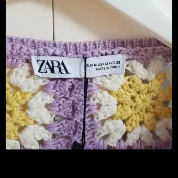 [BUNJANG] Zara Knit Cardigan Lavender Yellow Pattern (Size 55-66) / 자라 니트 가디건 라벤더 옐로우 패턴/55-정66 새상품