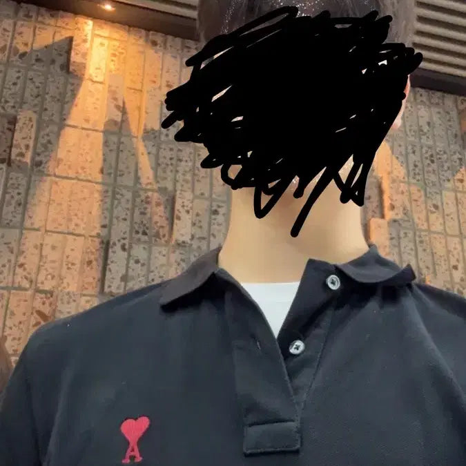 [BUNJANG] AMI Small Heart Logo Polo Shirt Black / AMI 아미 스몰 하트 로고 폴로 셔츠 블랙
