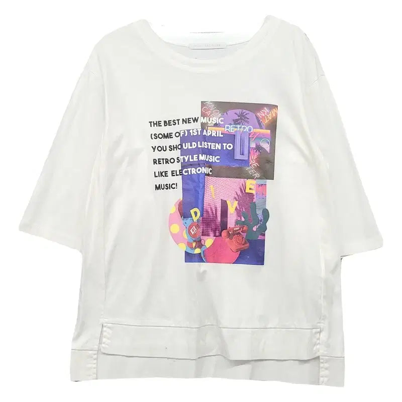 [BUNJANG] Olive des Olive Printed White Short Sleeve T-Shirt Size 85 / 올리브데올리브 프린팅 화이트 반팔티 85