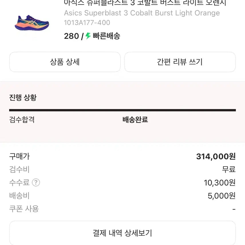 [BUNJANG] ASICS Superblast 3 Cobalt Burst Running Shoes - 280mm / [새상품] 러닝화_아식스 슈퍼블라스트3 코발트 버스트 280