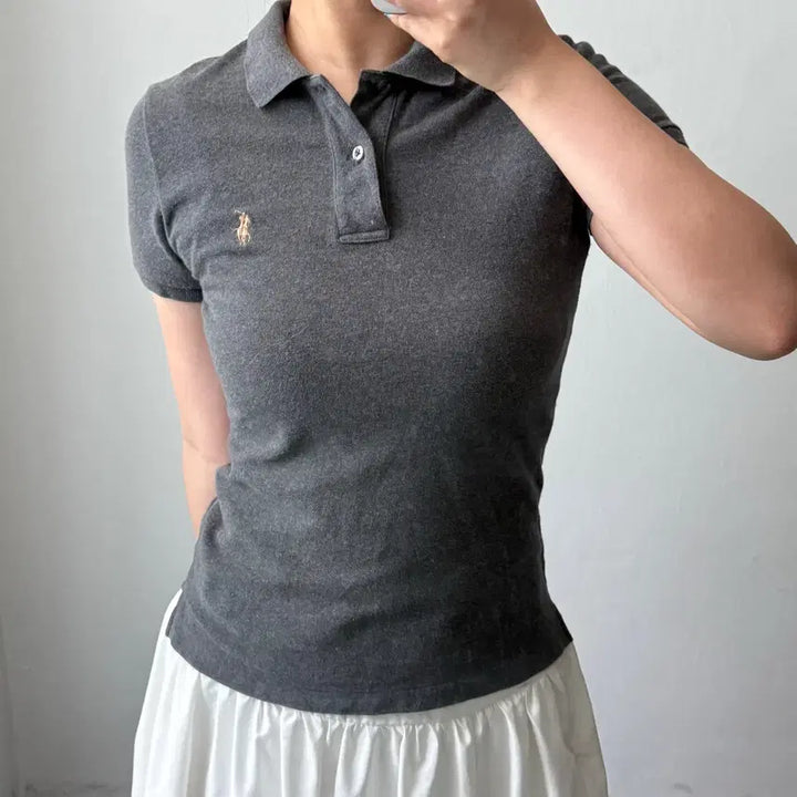 [BUNJANG] Ralph Lauren Grey Collar Short Sleeve T-Shirt / [M] 랄프로렌 그레이 카라 반팔티