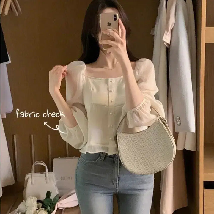 [BUNJANG] FromTheDayOne Reprin Satin Blouse / 새상품 프롬데이원 레프린 새틴 블라우스