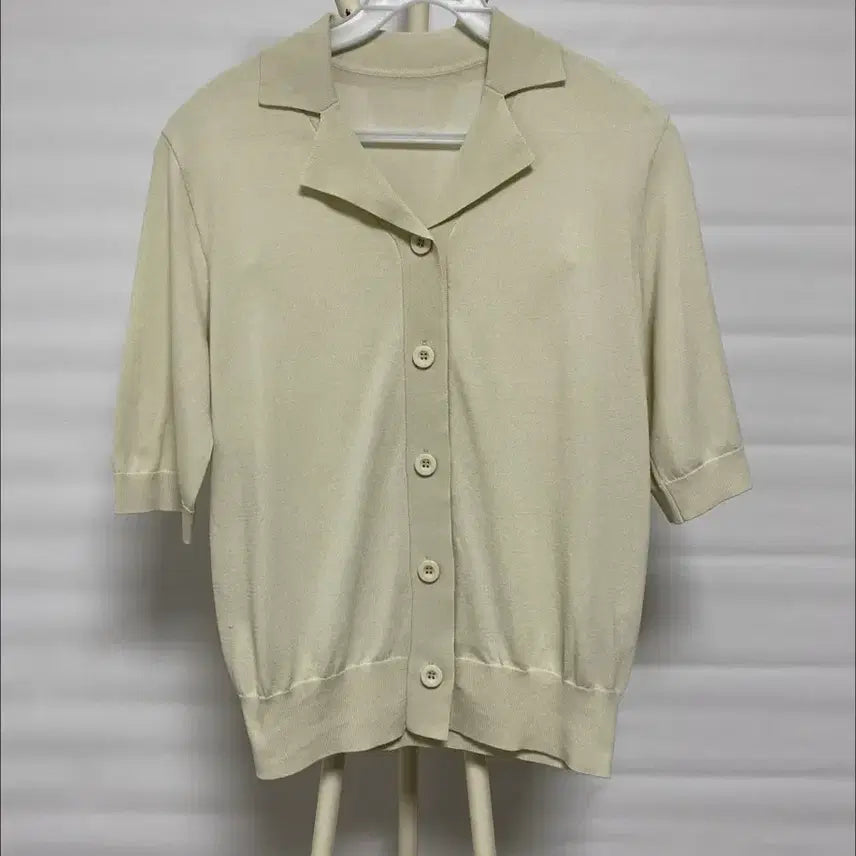 [BUNJANG] Breal Knit Collar Short Sleeve T-Shirt Ivory 55 / BREAL 니트 카라 반팔 티셔츠 아이보리 55