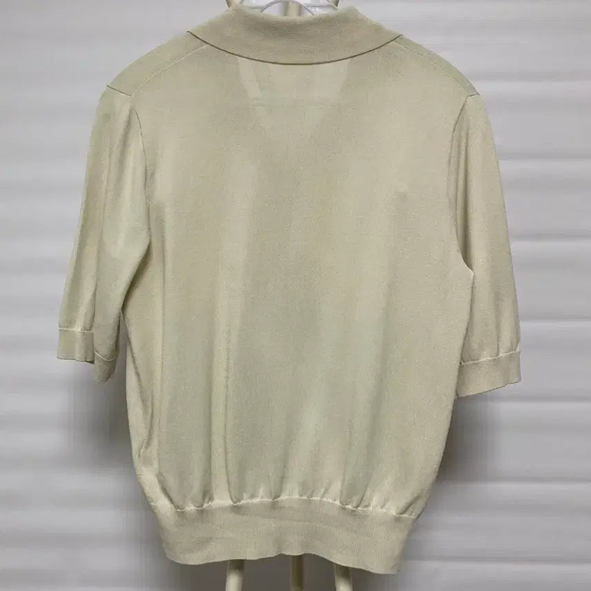 [BUNJANG] Breal Knit Collar Short Sleeve T-Shirt Ivory 55 / BREAL 니트 카라 반팔 티셔츠 아이보리 55
