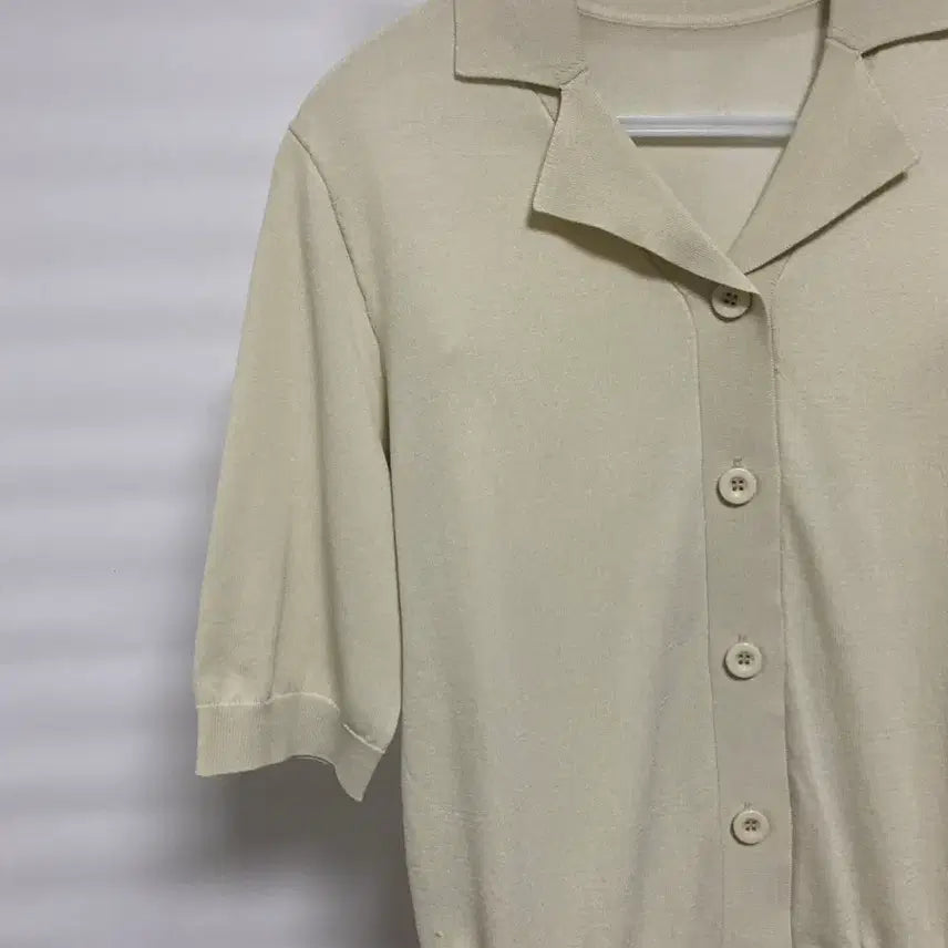 [BUNJANG] Breal Knit Collar Short Sleeve T-Shirt Ivory 55 / BREAL 니트 카라 반팔 티셔츠 아이보리 55