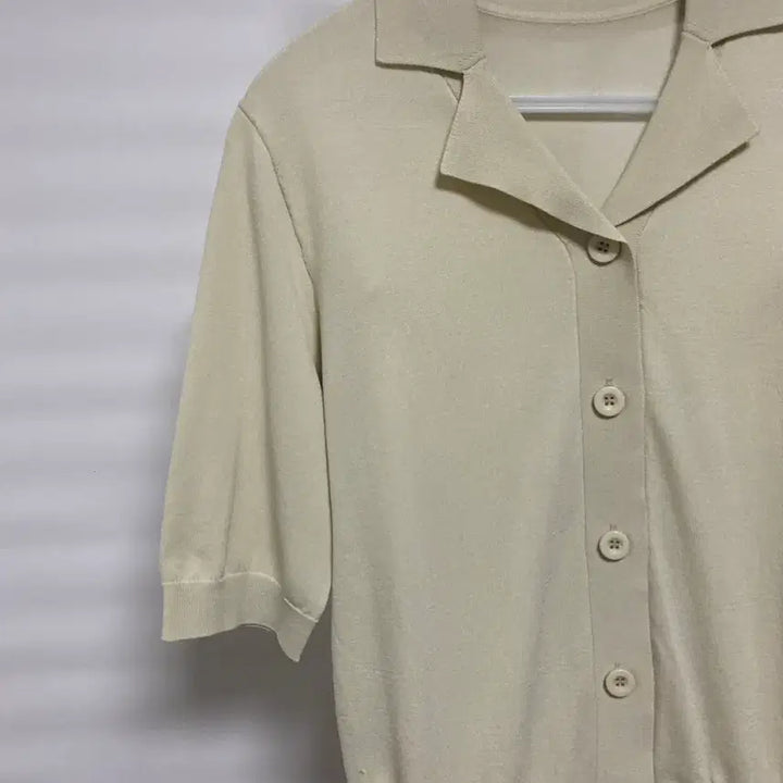 [BUNJANG] Breal Knit Collar Short Sleeve T-Shirt Ivory 55 / BREAL 니트 카라 반팔 티셔츠 아이보리 55