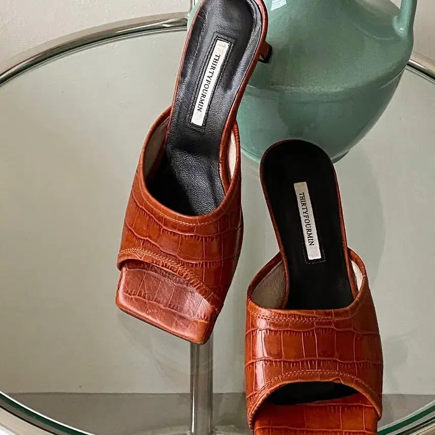 [BUNJANG] Thirty Two Minutes Leather Crocodile Mule Shoes (240mm) / 써티포민 가죽 크록뮬(240mm/정상가 218000원)