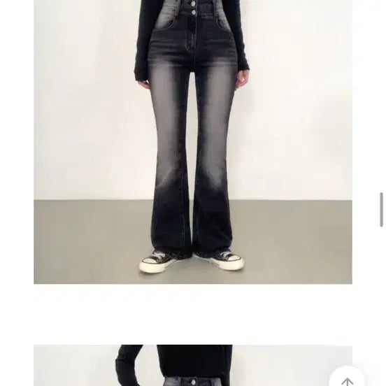 [BUNJANG] Black Denim Bootcut Jeans / 에이블리 교신 가능 흑청 데님 청바지