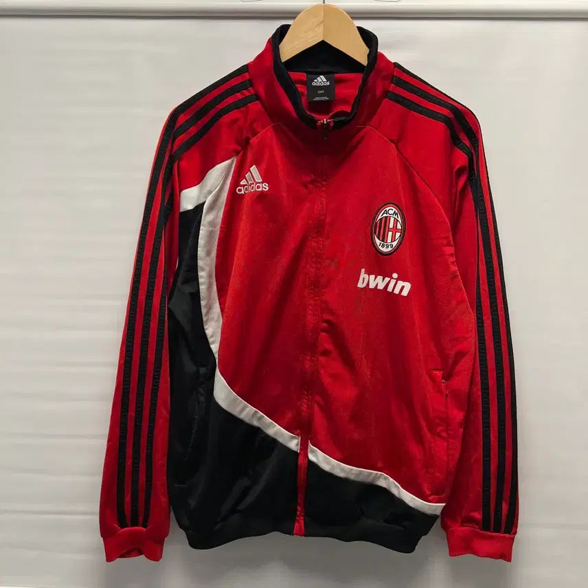 [BUNJANG] Adidas AC Milan 0708 Old School Track Top Jersey / [정품/95] 아디다스 AC밀란 0708 올드스쿨 레드 삼선 트랙탑 져지