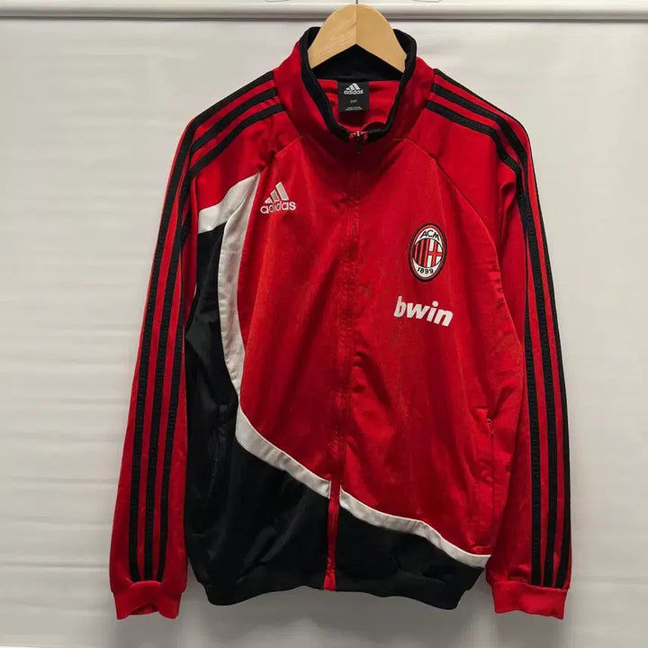 [BUNJANG] Adidas AC Milan 0708 Old School Track Top Jersey / [정품/95] 아디다스 AC밀란 0708 올드스쿨 레드 삼선 트랙탑 져지