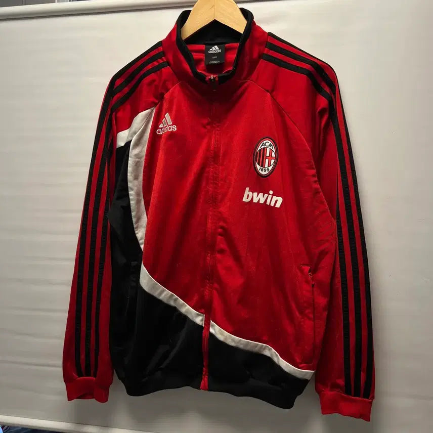 [BUNJANG] Adidas AC Milan 0708 Old School Track Top Jersey / [정품/95] 아디다스 AC밀란 0708 올드스쿨 레드 삼선 트랙탑 져지