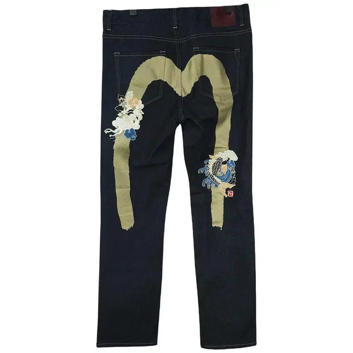 [BUNJANG] EVISU Big Logo Straight Denim Pants Jeans / 에비수 백 빅로고 스트레이트 데님 팬츠 청바지 M21148
