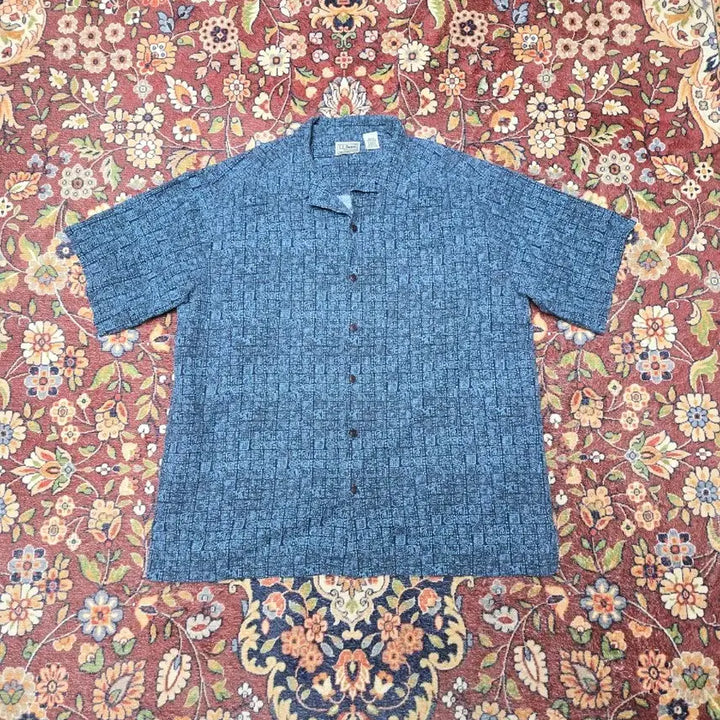 [BUNJANG] L.L.Bean Loop Button Pattern Short Sleeve Shirt / [M] 엘엘빈 룹 버튼 패턴 반팔 셔츠