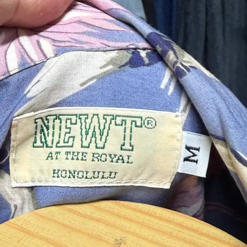 [BUNJANG] NEWT Vintage Hawaiian Aloha Shirt Lavender Blue Floral Cotton M / [M] 90s USA 하와이산 빈티지 아로하 셔츠
